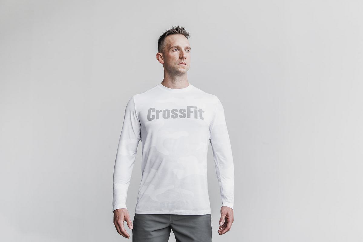 T-Shirt Manche Longue Nobull Crossfit® Homme Blanche Camouflage | WX4935108