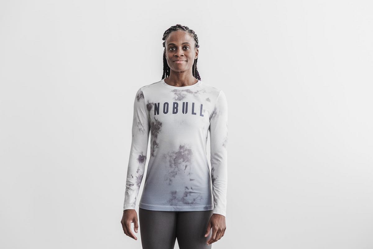 T-Shirt Manche Longue Nobull Dip-Dye Femme Blanche | ET7604893