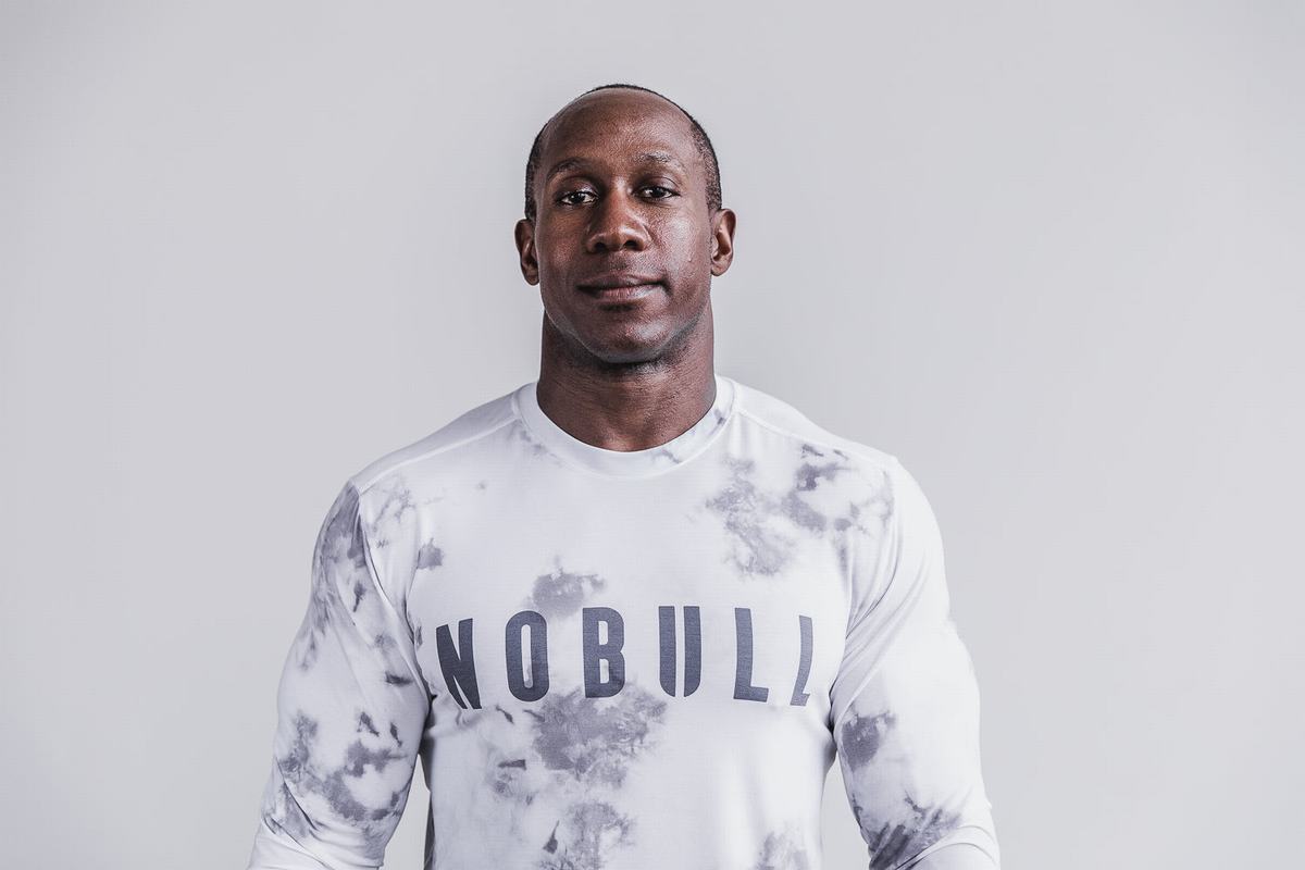 T-Shirt Manche Longue Nobull Dip-Dye Homme Blanche | EI1089642