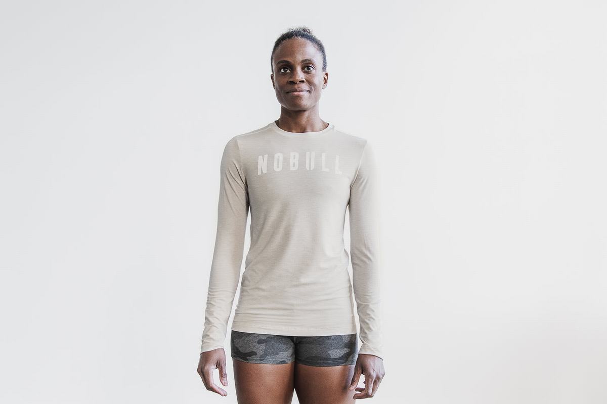 T-Shirt Manche Longue Nobull Femme Beige | PW9106358