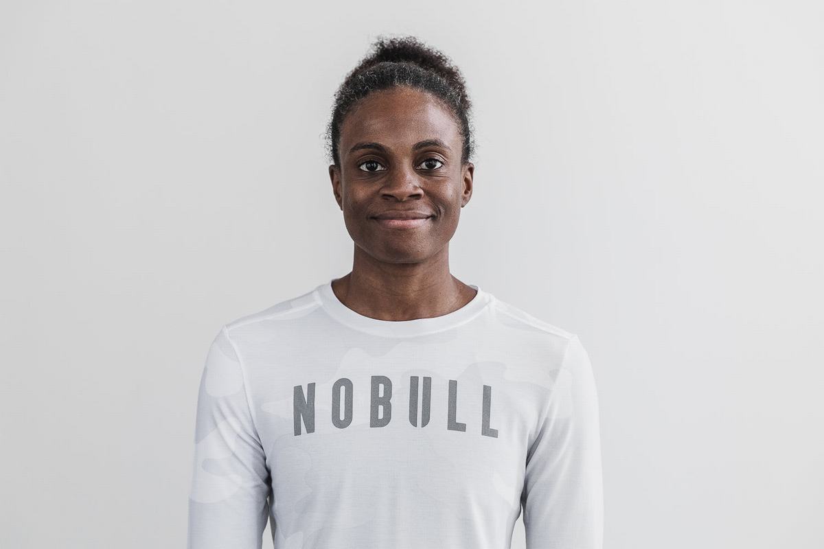 T-Shirt Manche Longue Nobull Femme Blanche Camouflage | ET1964238