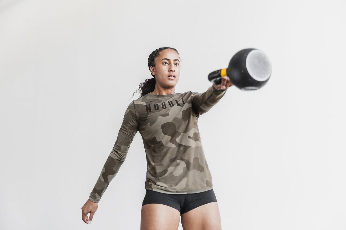 T-Shirt Manche Longue Nobull Femme Camouflage Foncé | JM9435216