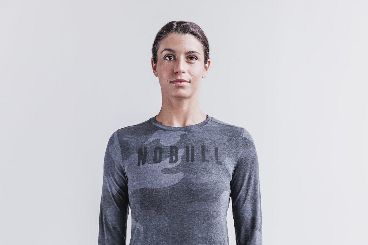 T-Shirt Manche Longue Nobull Femme Grise Camouflage | HL5067432