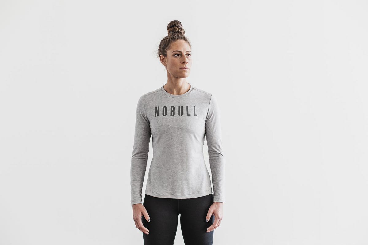 T-Shirt Manche Longue Nobull Femme Grise Clair | KU3409278