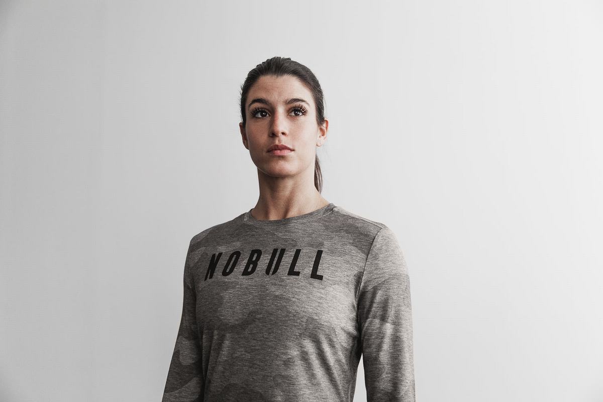 T-Shirt Manche Longue Nobull Femme Grise Camouflage | MA6895340