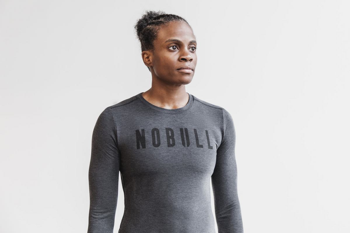 T-Shirt Manche Longue Nobull Femme Grise Foncé | QV4203175