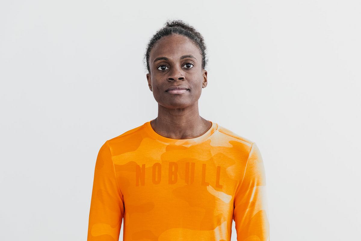 T-Shirt Manche Longue Nobull Femme Orange Camouflage | NA2067531