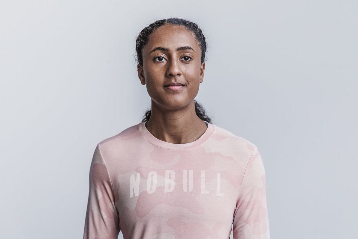 T-Shirt Manche Longue Nobull Femme Rose Camouflage | WE1473502
