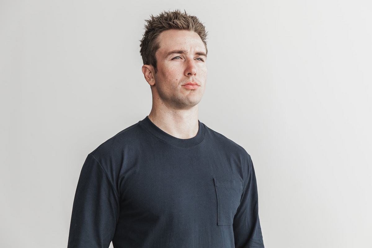 T-Shirt Manche Longue Nobull Heavyweight Pocket Homme Bleu Marine | OY8657394