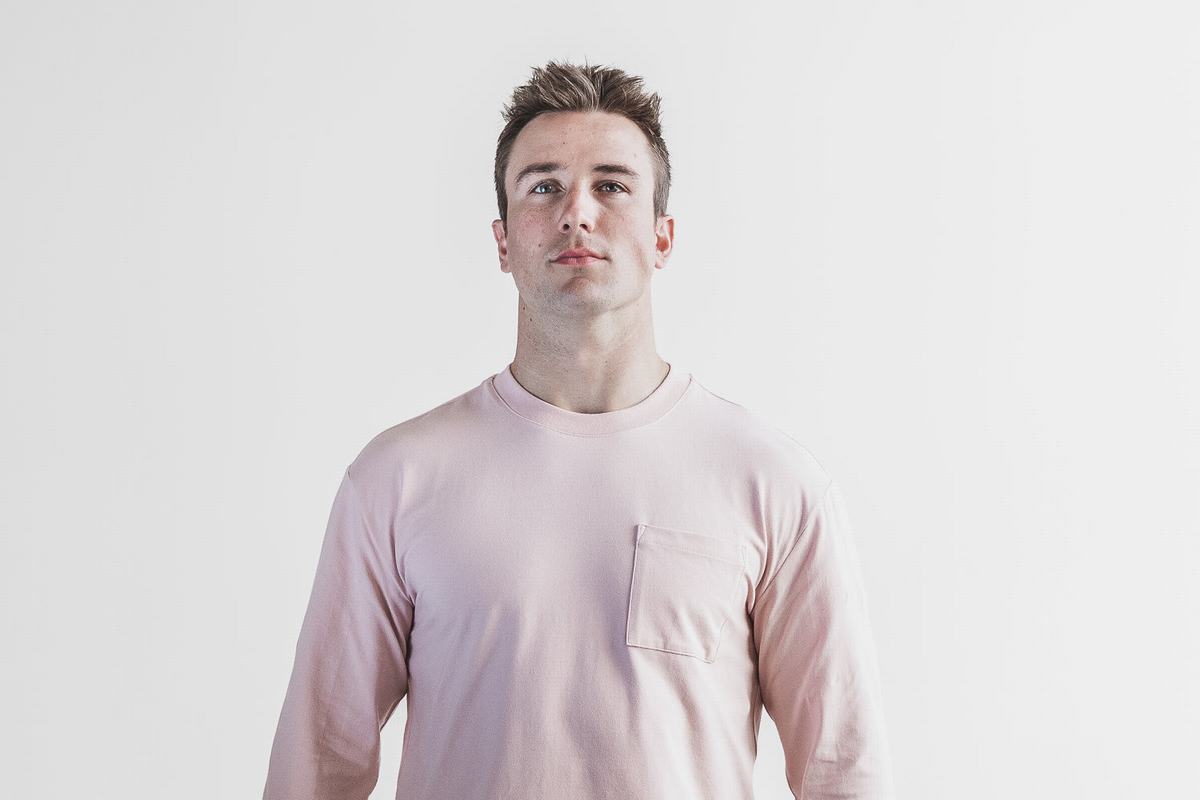T-Shirt Manche Longue Nobull Heavyweight Pocket Homme Rose | QY2501946