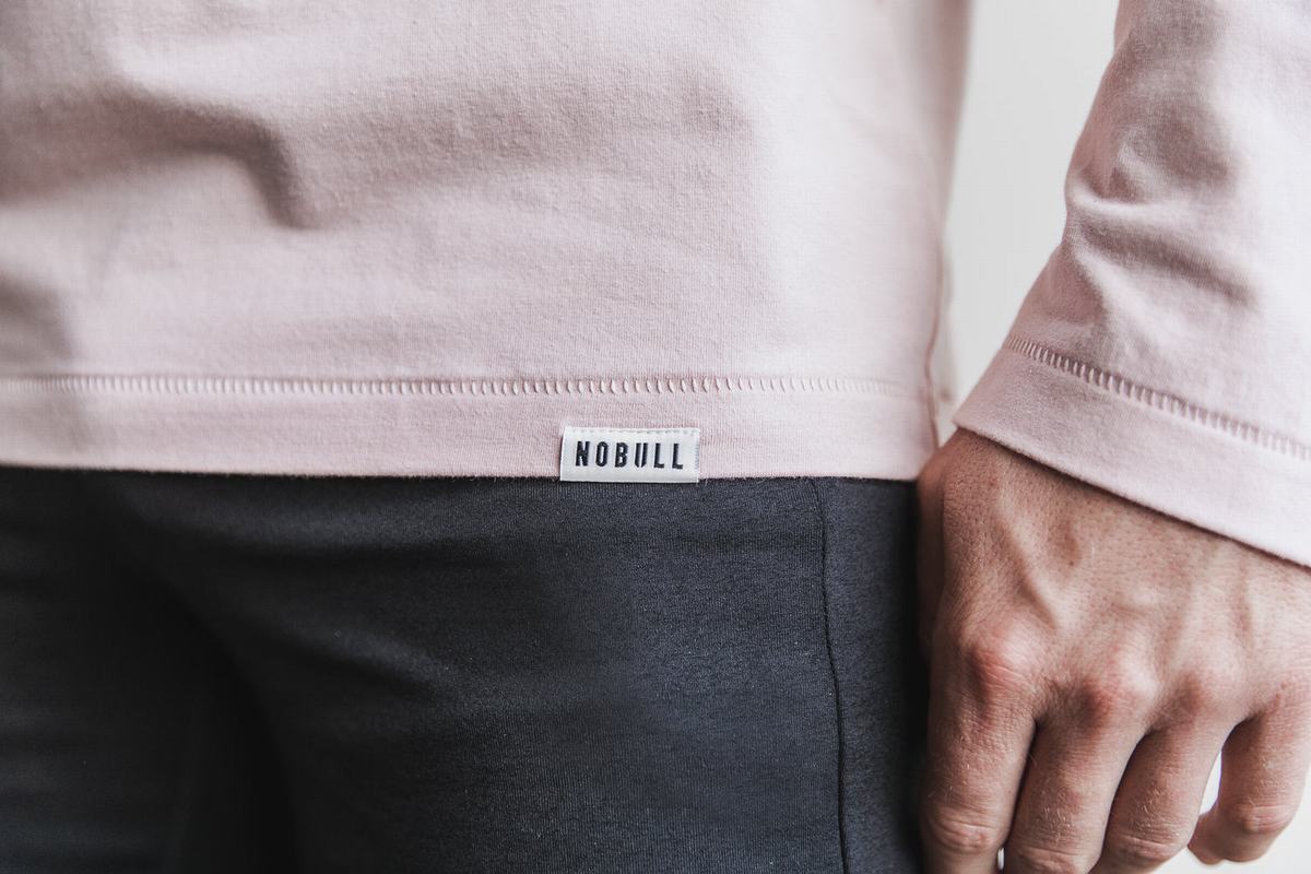 T-Shirt Manche Longue Nobull Heavyweight Pocket Homme Rose | QY2501946