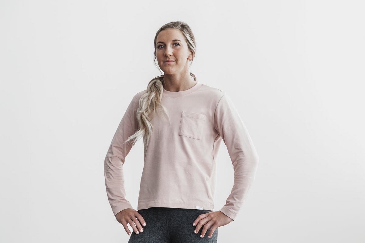 T-Shirt Manche Longue Nobull Heavyweight Pocket Boxy Femme Rose | QZ5231807