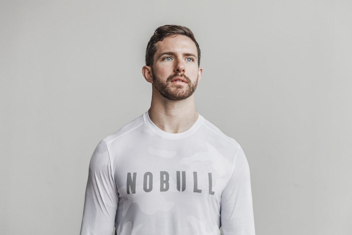 T-Shirt Manche Longue Nobull Homme Blanche Camouflage | OZ3689547