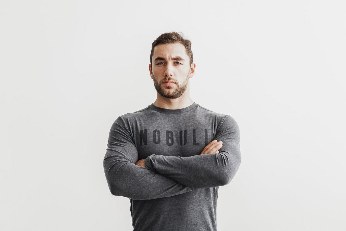 T-Shirt Manche Longue Nobull Homme Grise Foncé | JW7560821