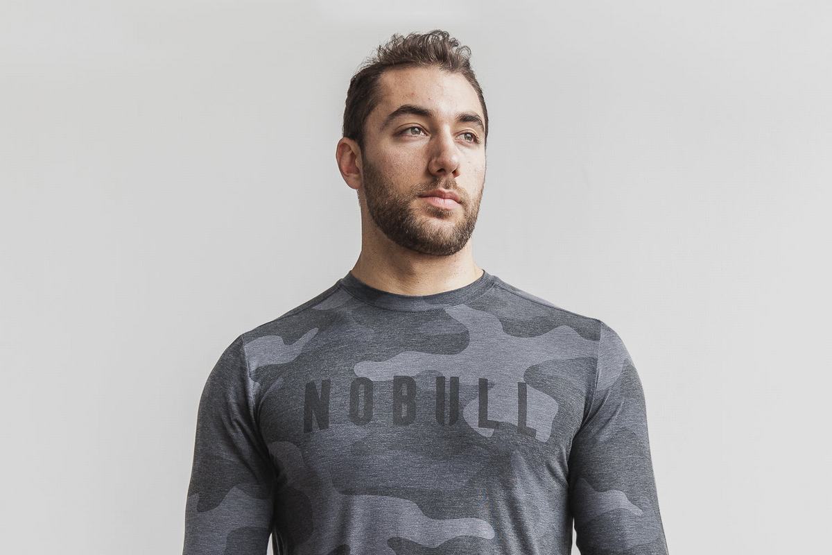 T-Shirt Manche Longue Nobull Homme Grise Camouflage | PH0793164