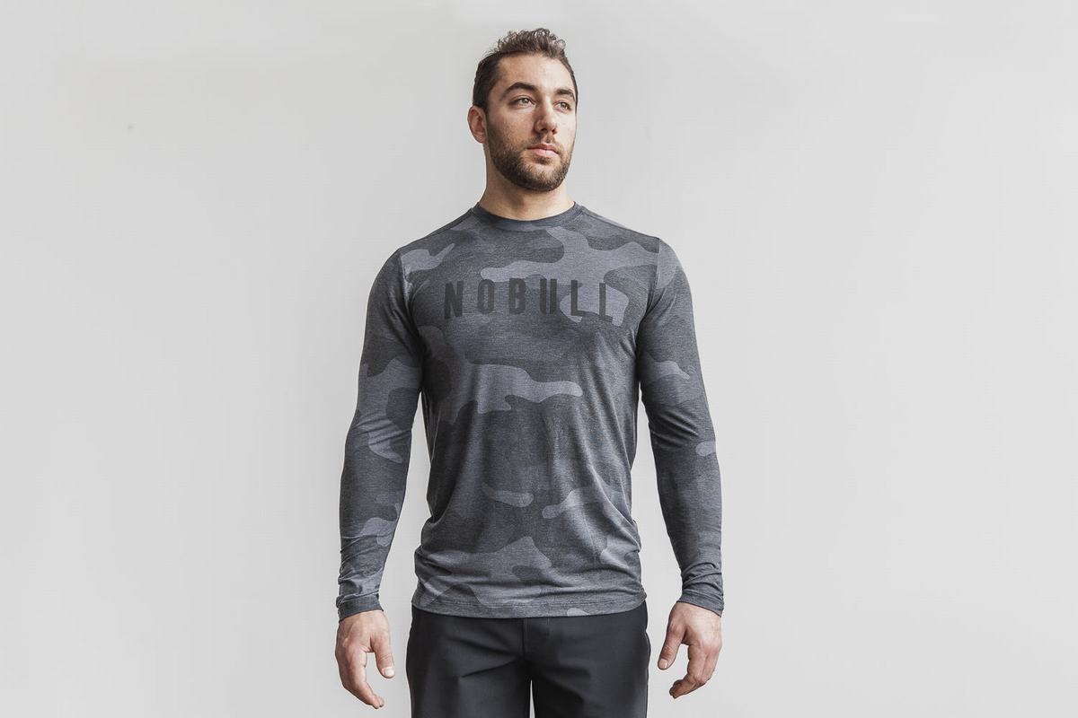 T-Shirt Manche Longue Nobull Homme Grise Camouflage | PH0793164