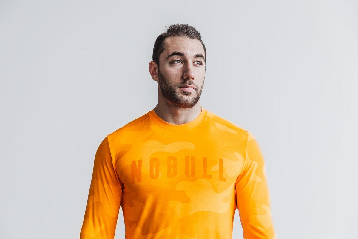 T-Shirt Manche Longue Nobull Homme Orange Camouflage | OE9813624