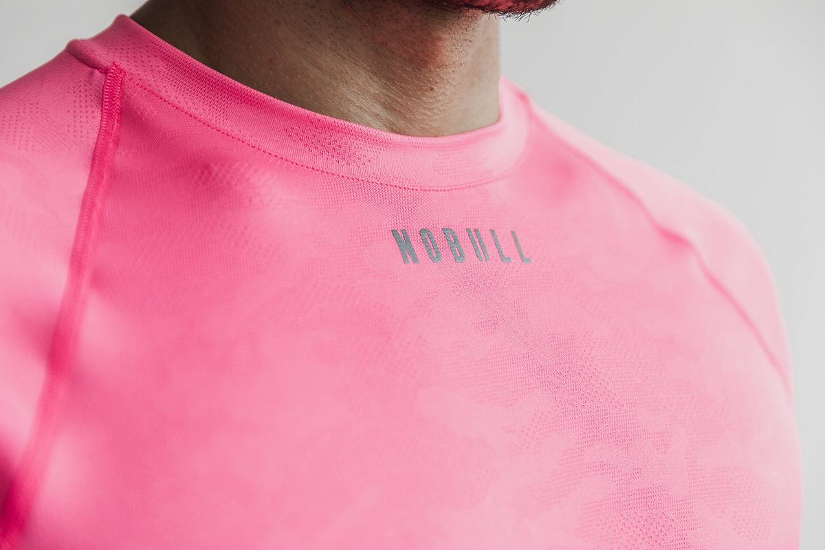 T-Shirt Manche Longue Nobull Lightweight Textured Homme Rose Camouflage | FQ7284059