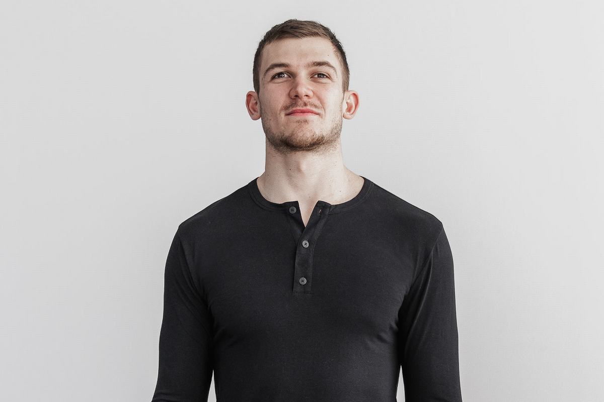 T-Shirt Manche Longue Nobull Lightweight Henley Homme Noir | LO3815960