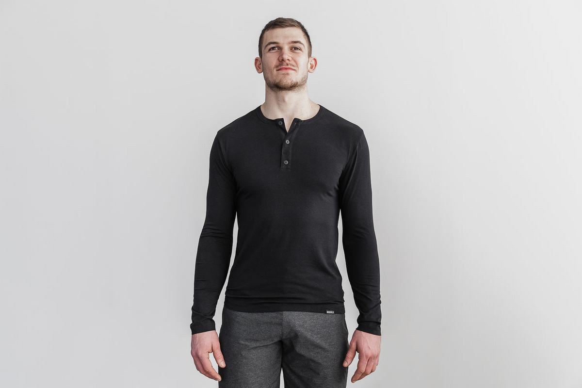 T-Shirt Manche Longue Nobull Lightweight Henley Homme Noir | LO3815960