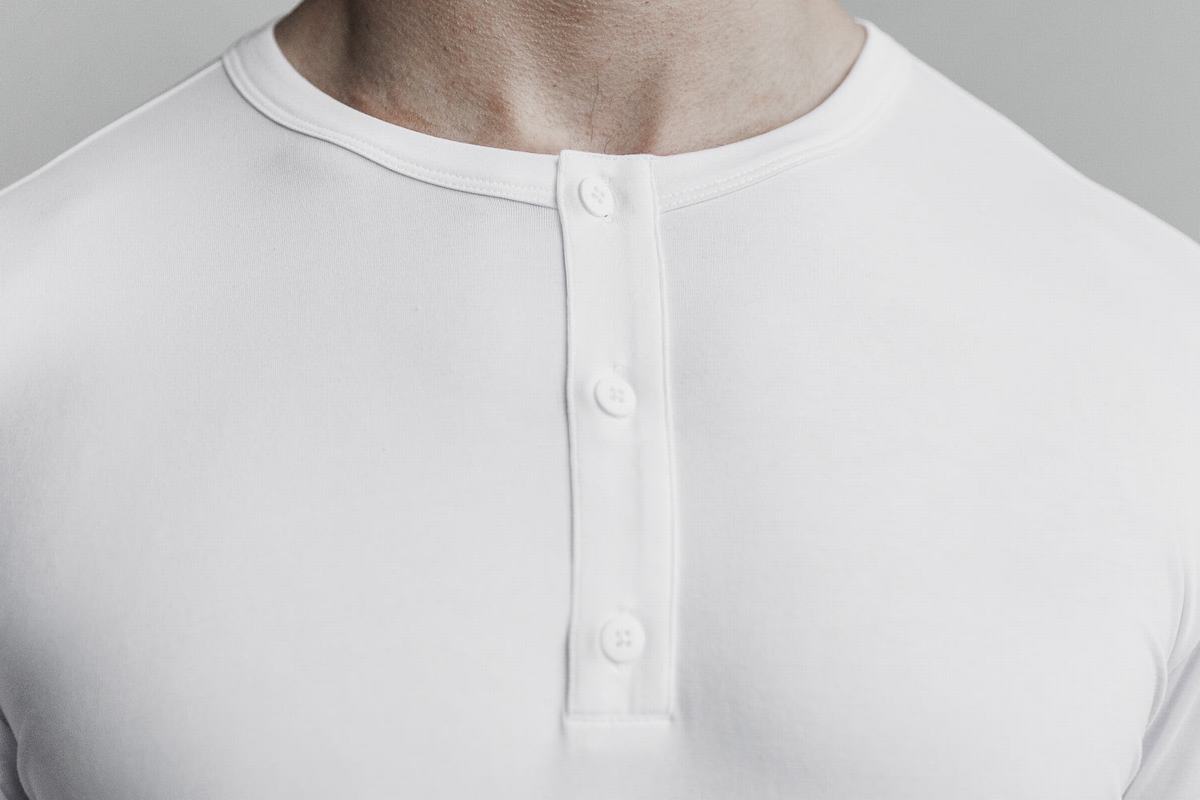 T-Shirt Manche Longue Nobull Lightweight Henley Homme Blanche | LZ1864073