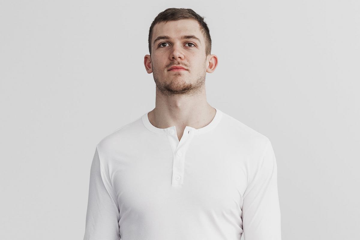 T-Shirt Manche Longue Nobull Lightweight Henley Homme Blanche | LZ1864073