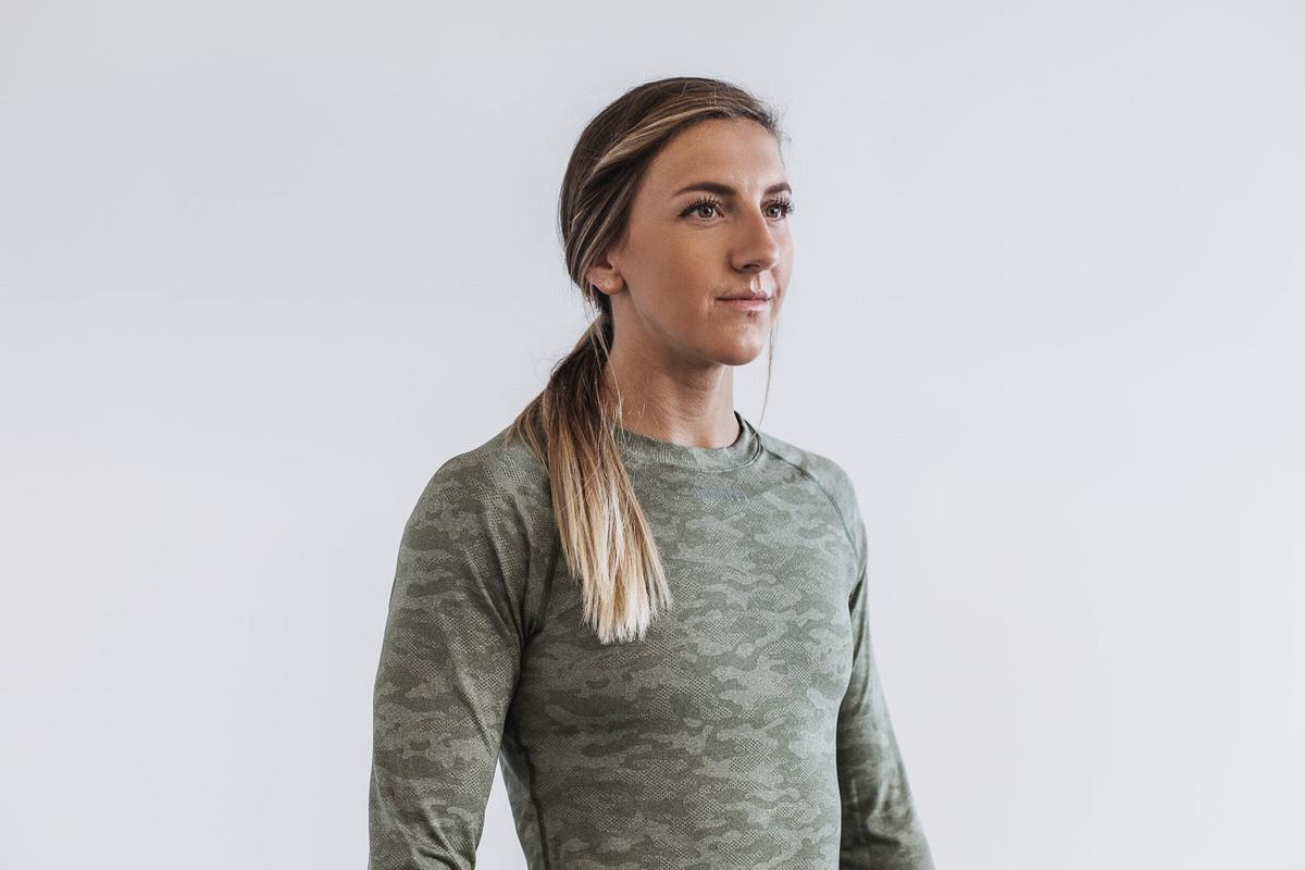T-Shirt Manche Longue Nobull Lightweight Textured Femme Camouflage | NC8951472