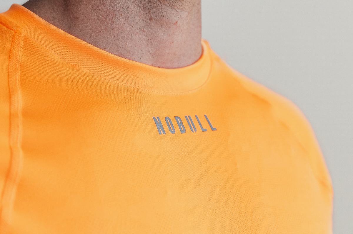 T-Shirt Manche Longue Nobull Lightweight Textured Homme Orange Camouflage | SX6527084