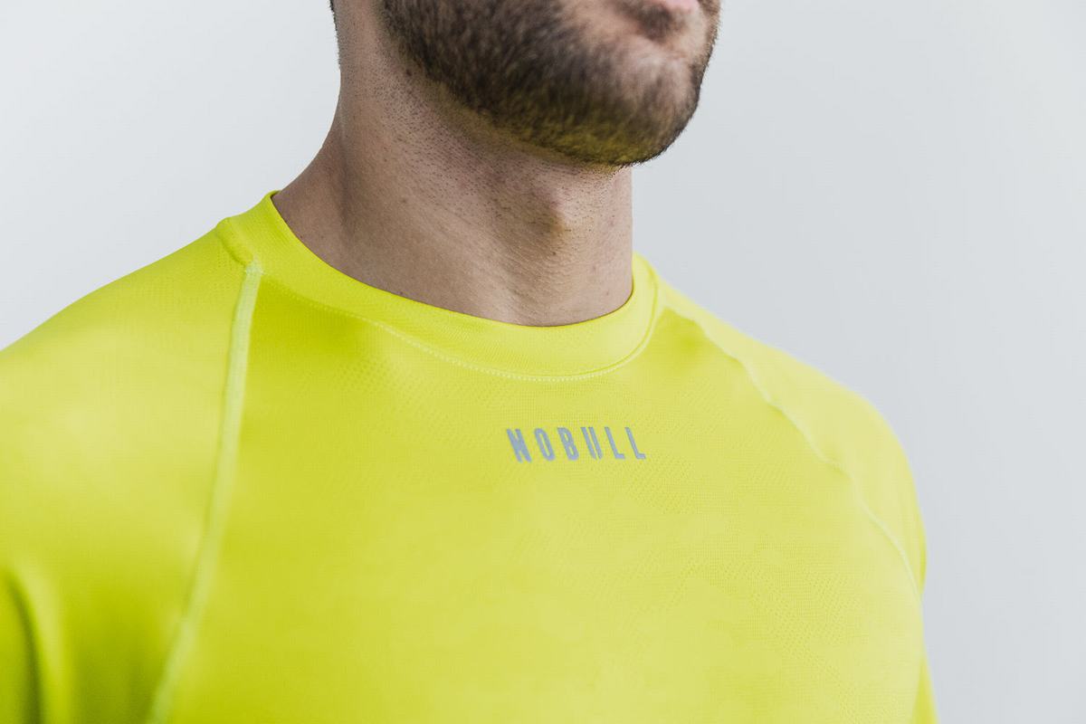 T-Shirt Manche Longue Nobull Lightweight Textured Homme Jaune Camouflage | VJ0342517