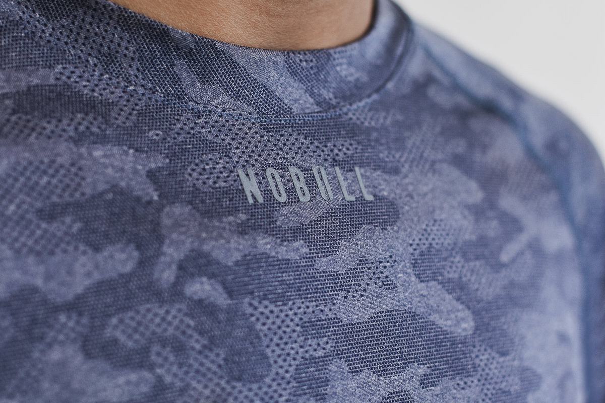 T-Shirt Manche Longue Nobull Lightweight Textured Femme Bleu Marine Camouflage | VW3921047
