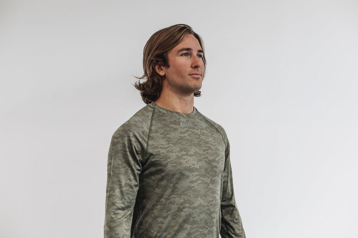 T-Shirt Manche Longue Nobull Lightweight Textured Homme Camouflage | VZ8120675