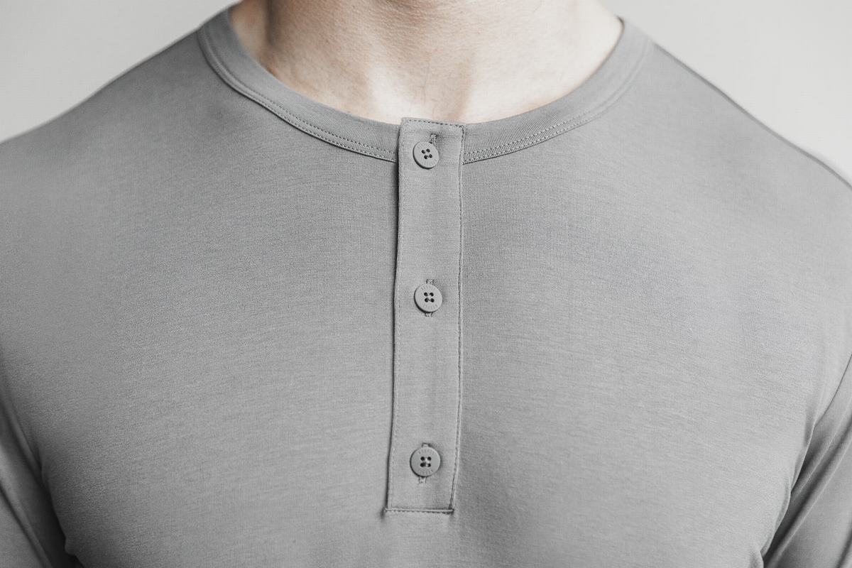 T-Shirt Manche Longue Nobull Lightweight Henley Homme Grise Foncé | ZB5102379