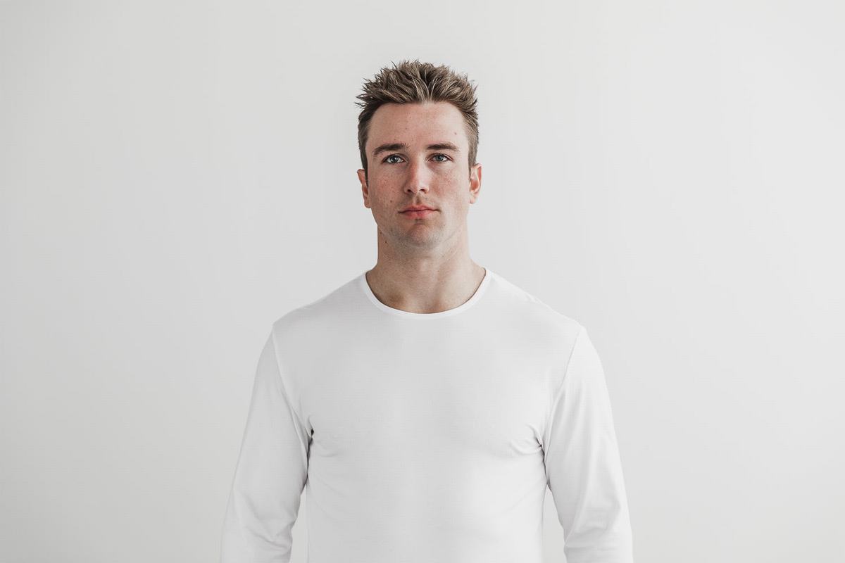 T-Shirt Manche Longue Nobull Lightweight Homme Blanche | ZD6538247