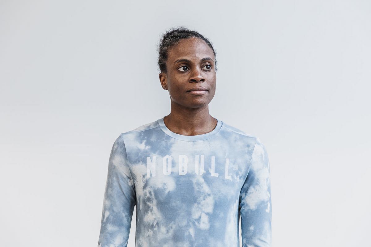 T-Shirt Manche Longue Nobull Tie-Dye Femme Bleu | AP3847692
