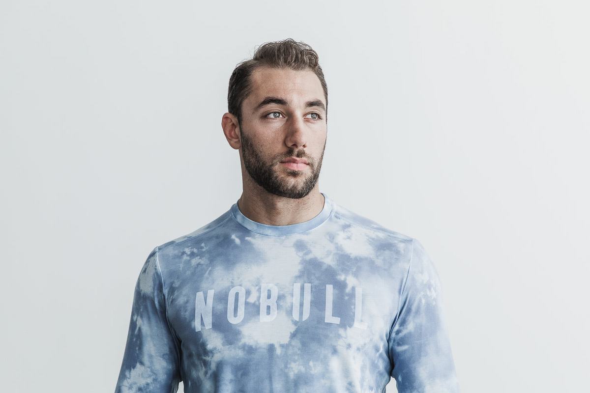 T-Shirt Manche Longue Nobull Tie-Dye Homme Bleu | CR0519234