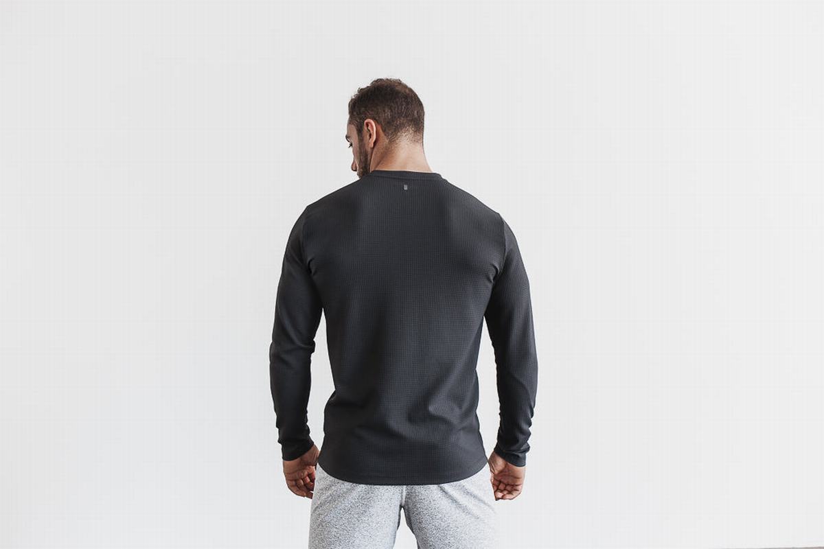 T-Shirt Manche Longue Nobull Waffle Homme Grise Foncé | HY8962031