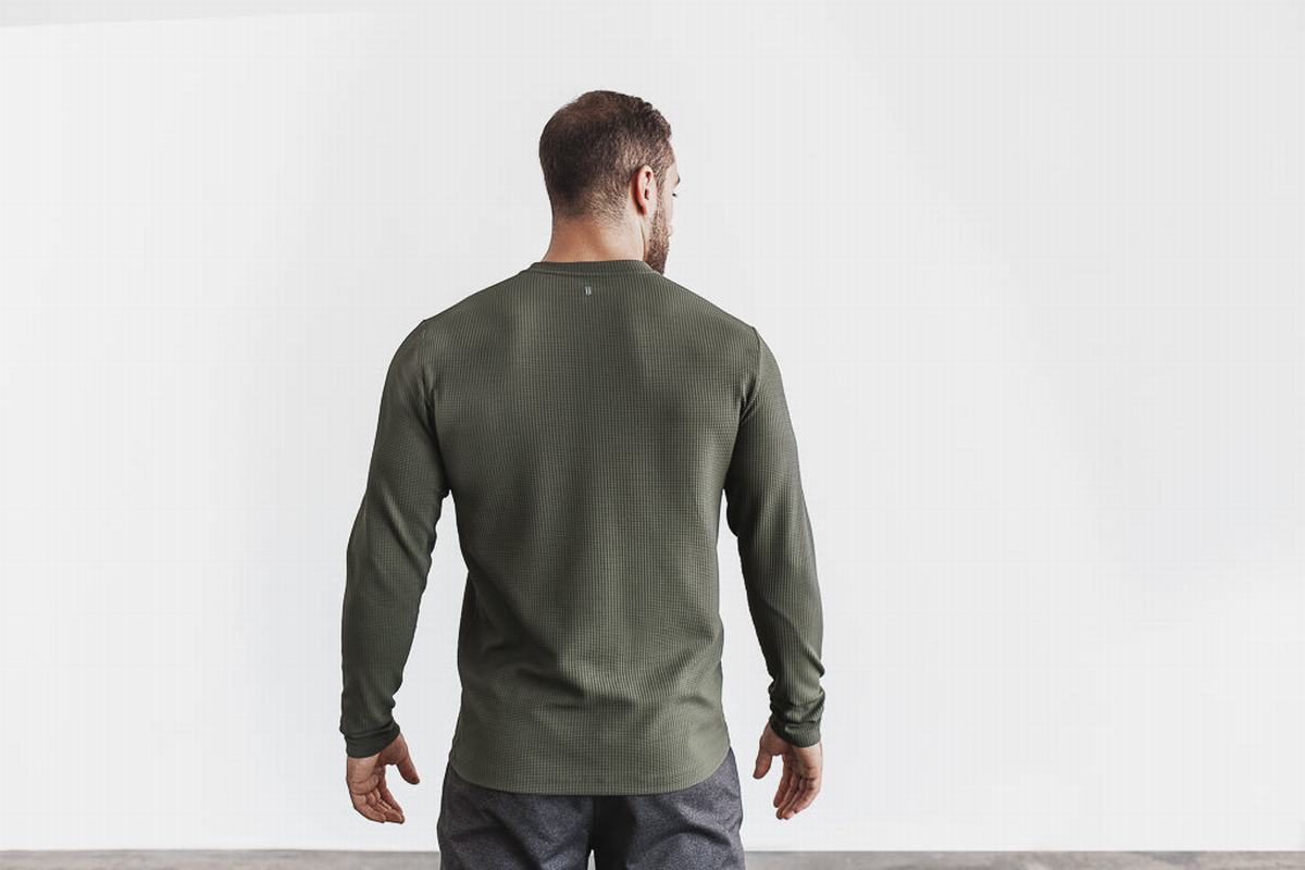 T-Shirt Manche Longue Nobull Waffle Homme Vert | TY2576480