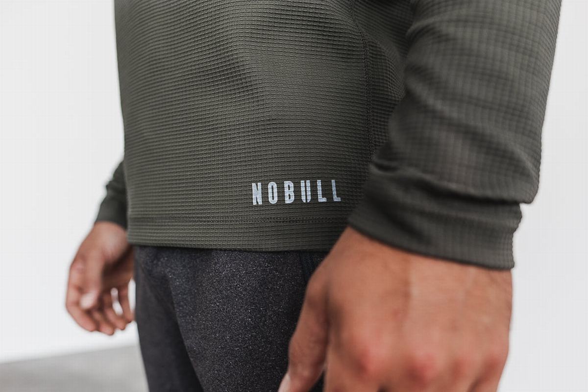 T-Shirt Manche Longue Nobull Waffle Homme Vert | TY2576480
