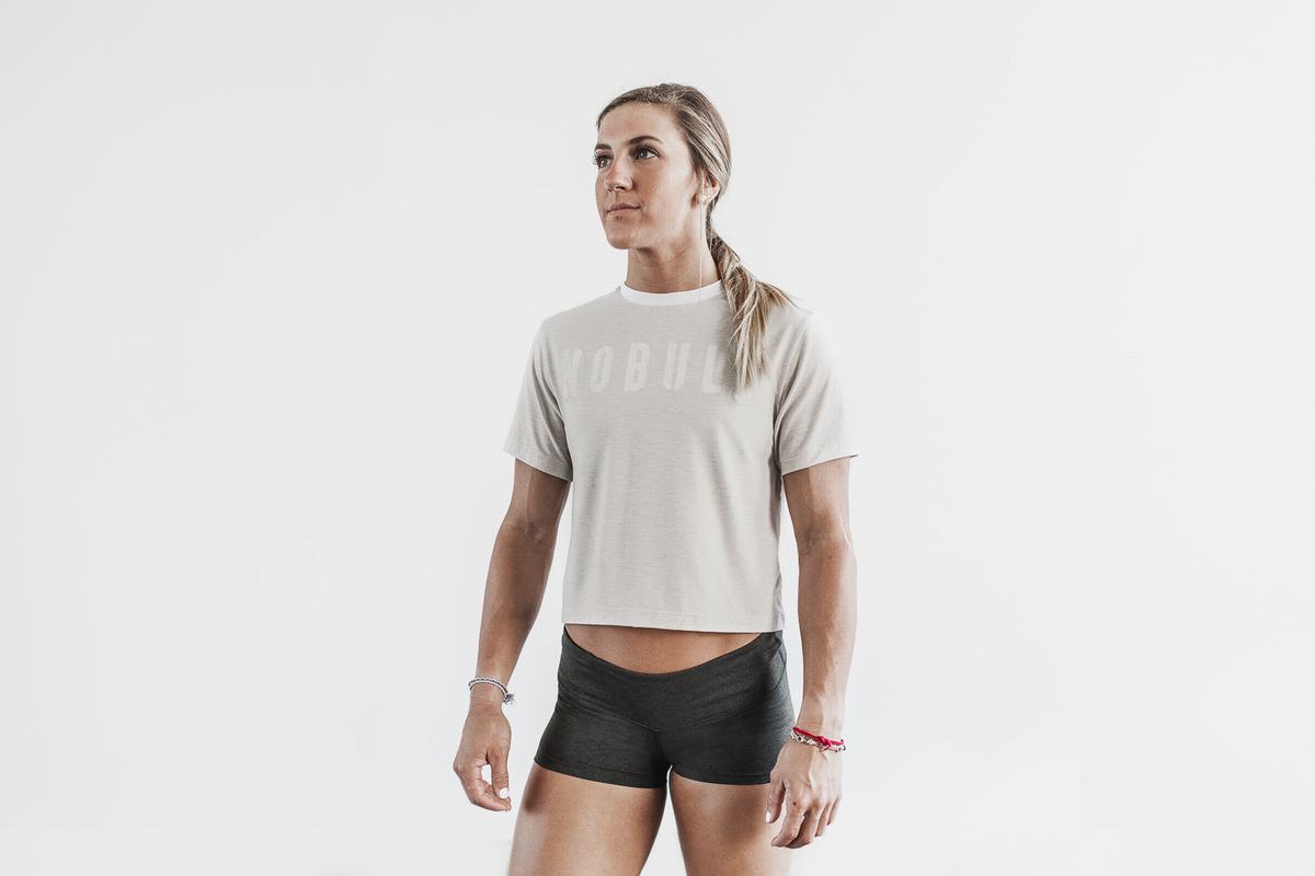 T-Shirt Nobull Boxy Femme Beige | DX2073894