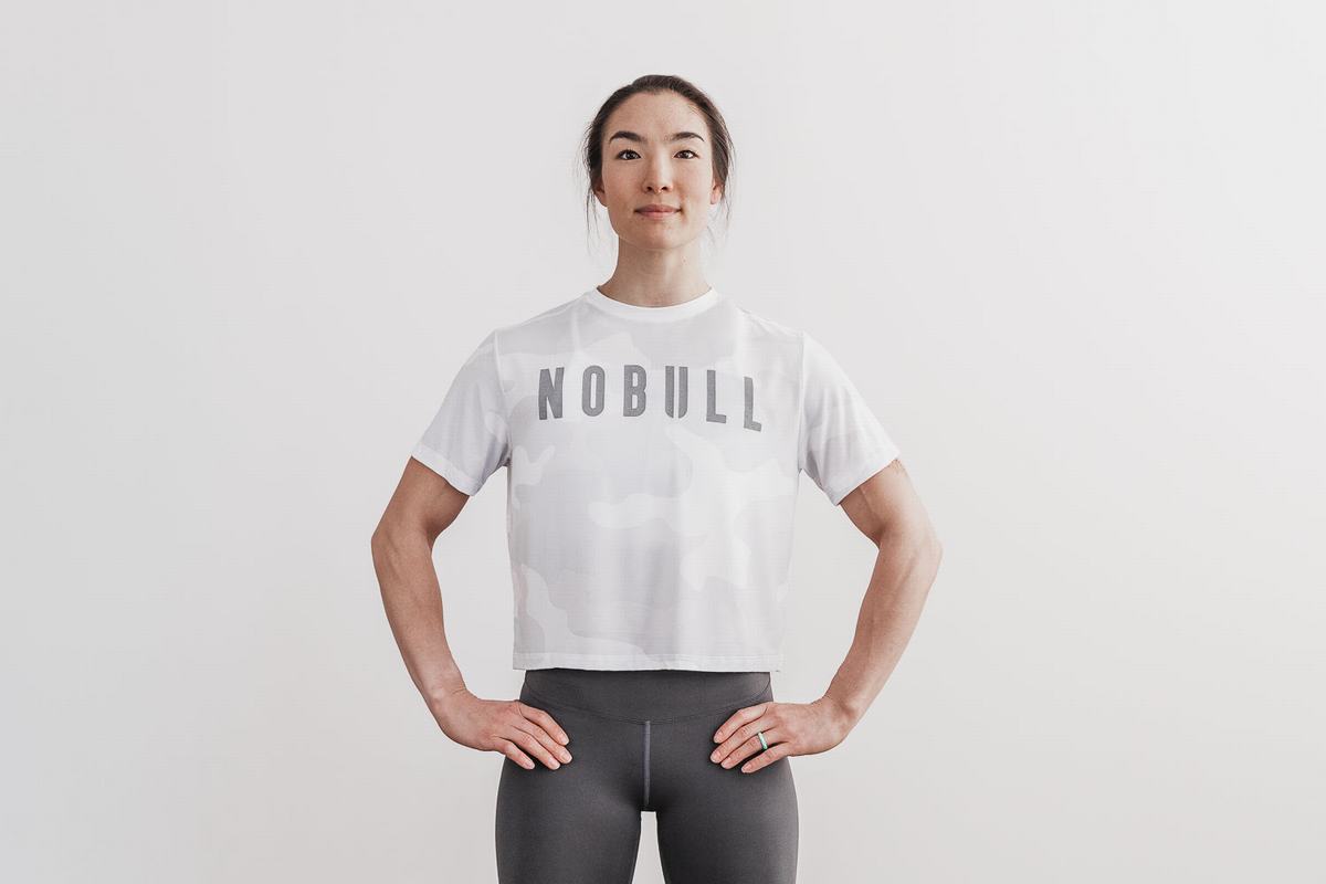 T-Shirt Nobull Boxy Femme Blanche Camouflage | LC3568749