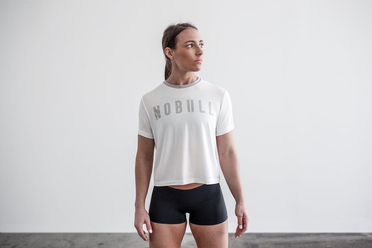 T-Shirt Nobull Boxy Femme Blanche | RE4780152