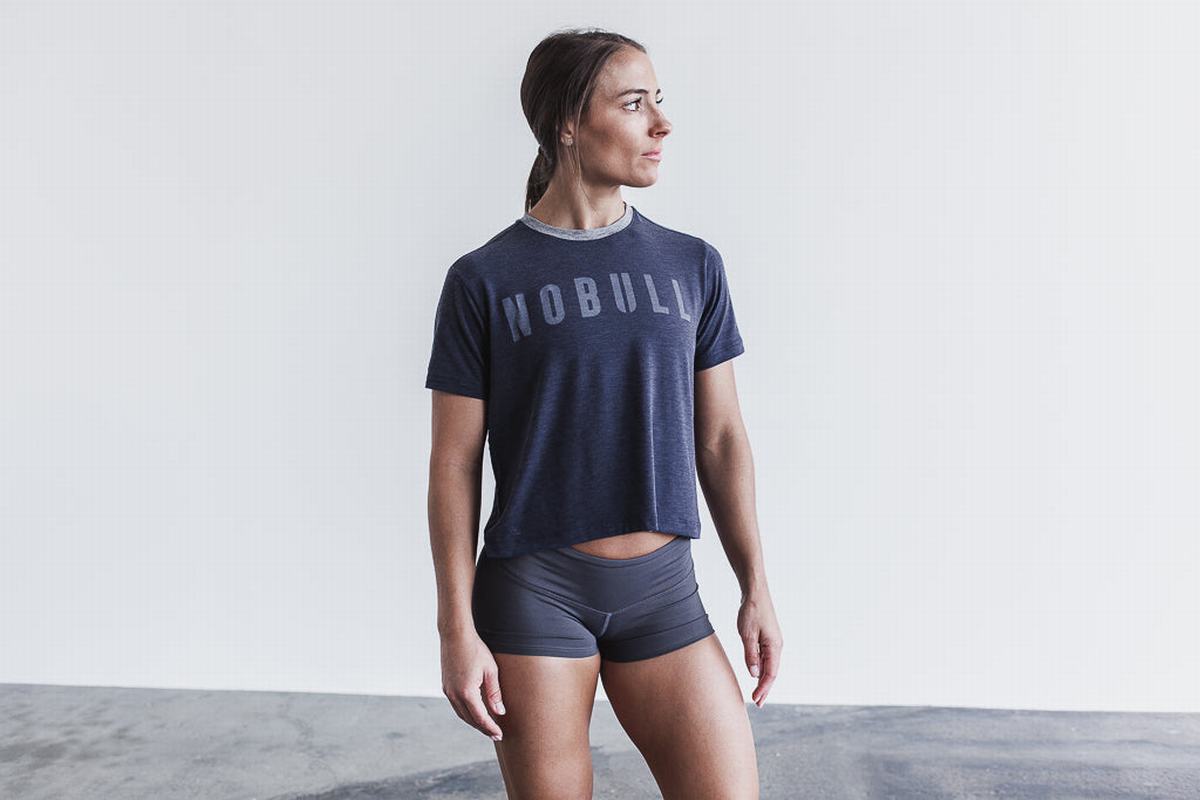 T-Shirt Nobull Boxy Femme Bleu Marine | ML7523940