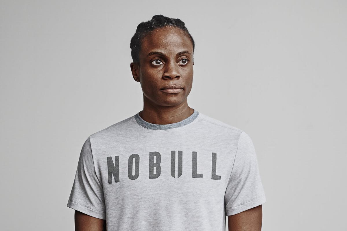 T-Shirt Nobull Boxy Femme Grise Clair | TG7938540