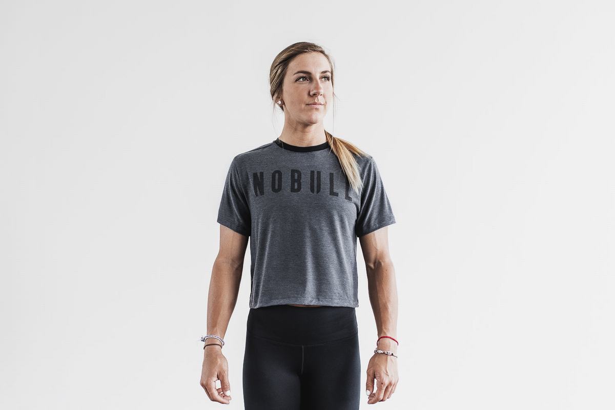 T-Shirt Nobull Boxy Femme Grise Foncé | QM0539147