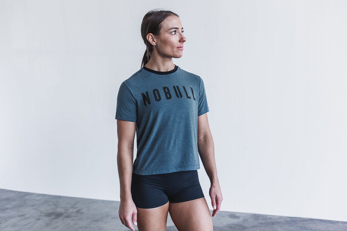 T-Shirt Nobull Boxy Femme Turquoise Foncé | OX5830421