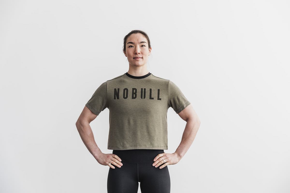 T-Shirt Nobull Boxy Femme Vert | KM7690123