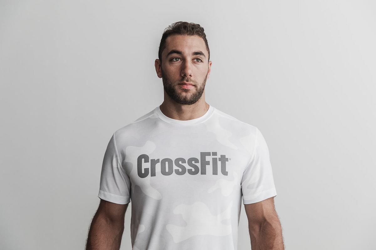 T-Shirt Nobull Crossfit® Homme Blanche Camouflage | VE4068297