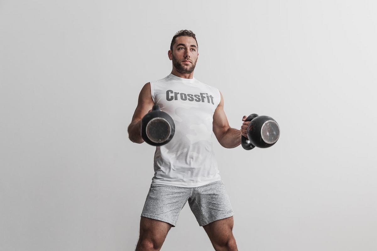 T-Shirt Nobull Crossfit® Sans Manches Homme Blanche Camouflage | AS5074261
