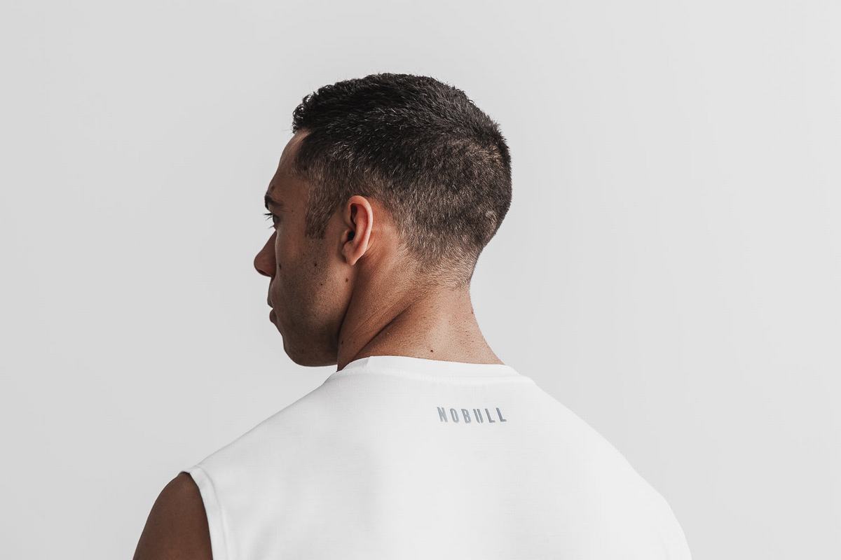 T-Shirt Nobull Crossfit® Sans Manches Homme Blanche | CZ1367294