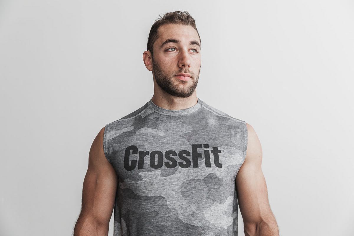 T-Shirt Nobull Crossfit® Sans Manches Homme Grise Camouflage | DK1750423